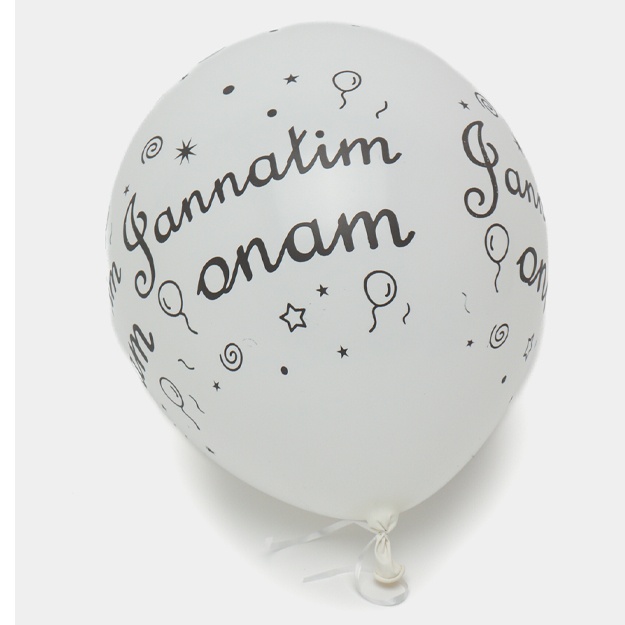 Balon sharlar to‘plami Jannatim onam 5 dona 30 sm Oq