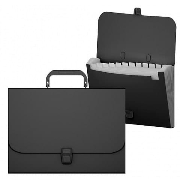 ErichKrause Matt Classic plastik portfeli, 12 bo'linmali, A4, qora (50437)