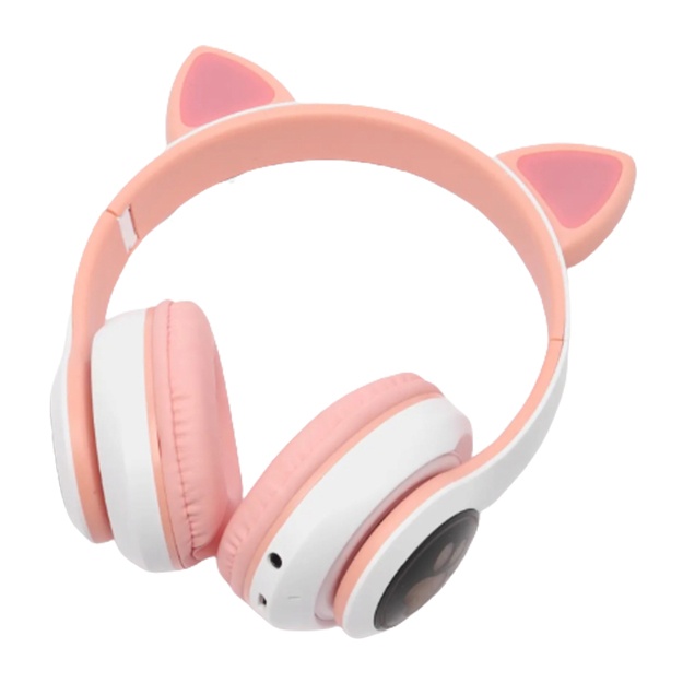 Беспроводные детские наушники Cat Ear Bluetooth, с кошачьими светящимися ушками Розовый