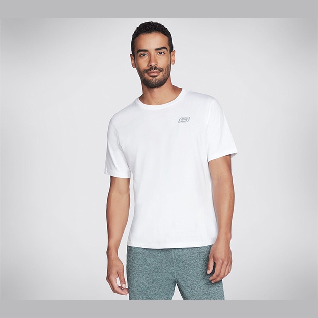 Erkaklar Futbolkasi Original Skechers MEN'S KNIT FADED WASHED TEE ART M1TS156-WHT S