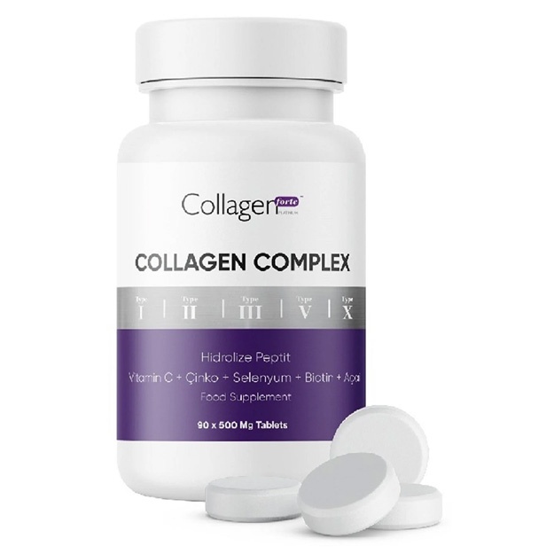 Kollagen, biotin, rux, selen, vitaminlar va minerallarni o‘z ichiga olgan parhez qo‘shimchasi Collagen Forte Platinum 90tabletka