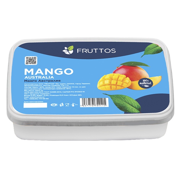 Muzlatilgan meva pyuresi Fruttos Mango Avstraliya 250 gr