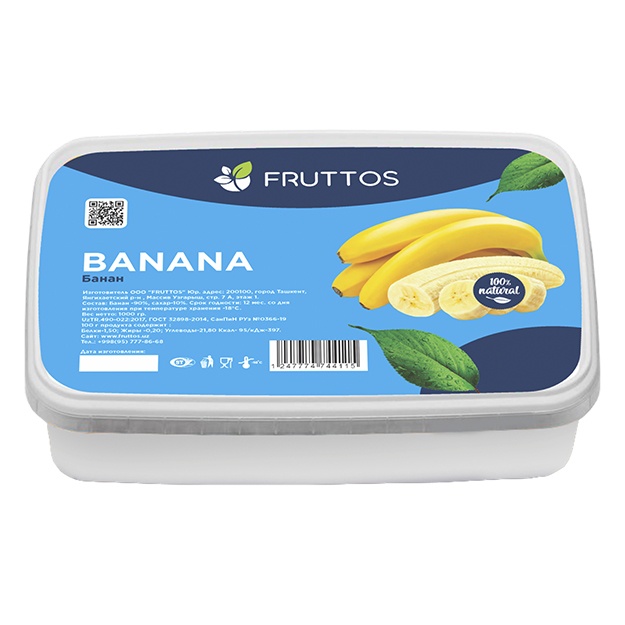 Muzlatilgan meva pyuresi Fruttos Banan 1 kg