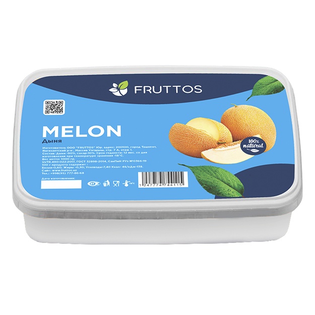 Фруктовое замороженное пюре Fruttos Дыня 1 кг