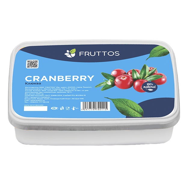 Muzlatilgan meva pyuresi Fruttos Klyukva 250 gr