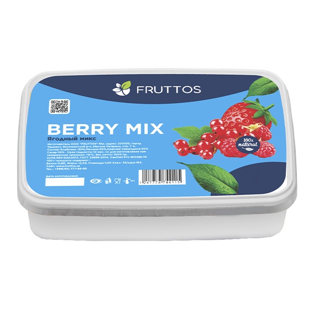 Muzlatilgan meva pyuresi Fruttos Meva aralashmasi 1 kg