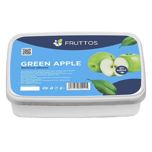 Muzlatilgan meva pyuresi Fruttos yashil olma 1 kg