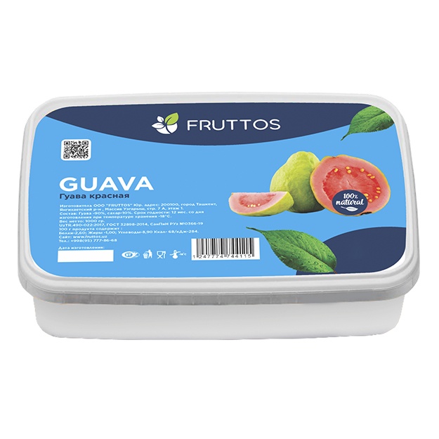 Muzlatilgan meva pyuresi Fruttos qizil Guava 1 kg