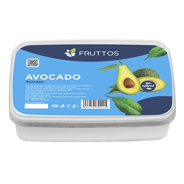 Фруктовое замороженное пюре Fruttos Авокадо 1 кг