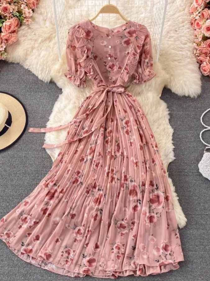 Qisqa yengli ayollar libosi Bahor-yoz 965423 pushti