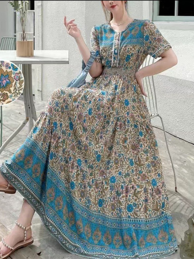 Qisqa yengli ayollar uchun yozgi libos ART 9878562 2XL moviy