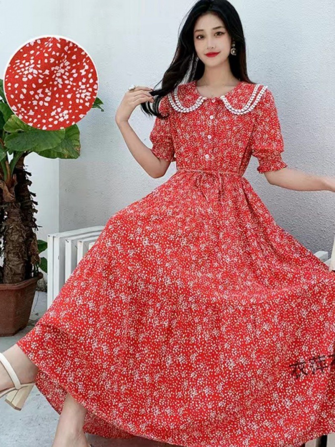 Qisqa yengli ayollar ko‘ylagi ART 685223 XL Qizil