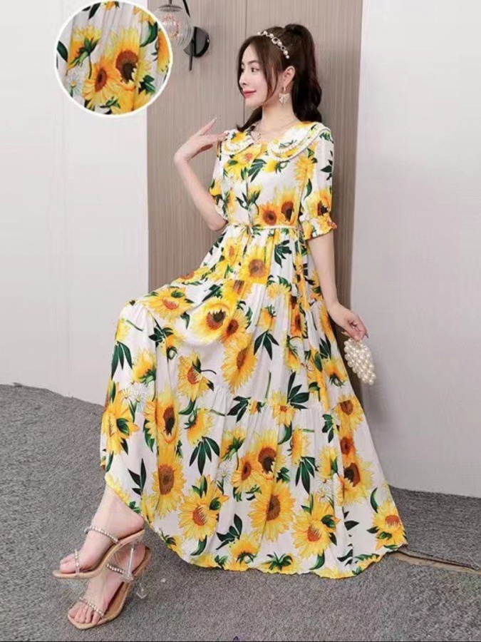 Ayollar ko‘ylagi Bahor Yoz ART 524635 4XL jeltiy
