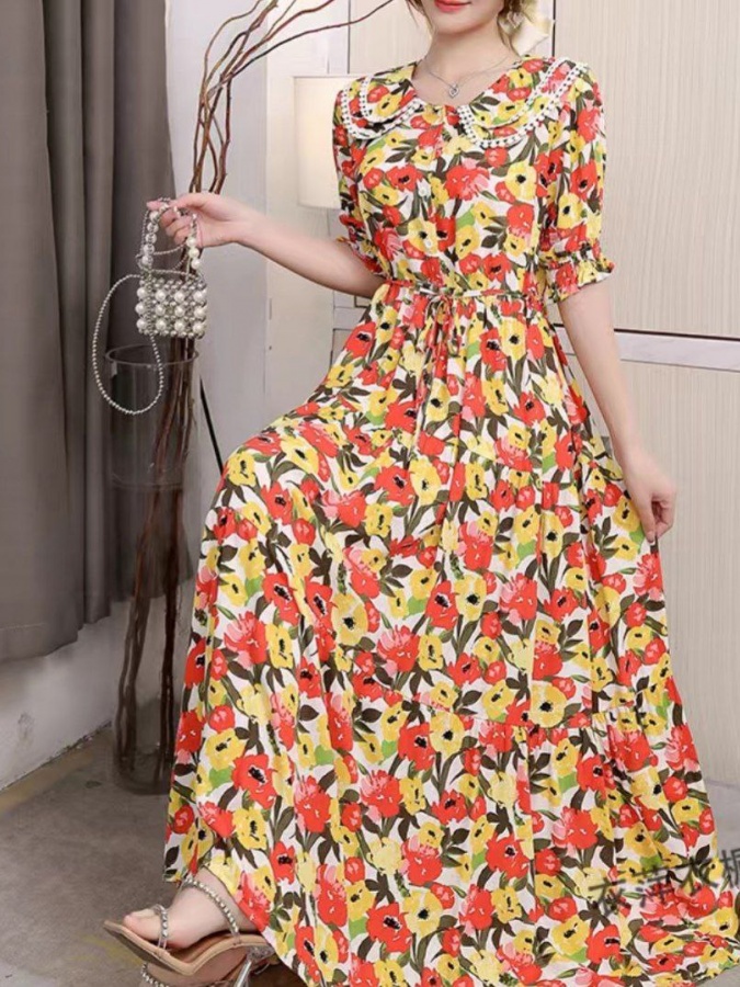 Qisqa yengli ayollar ko‘ylagi ART 685223 3XL sariq