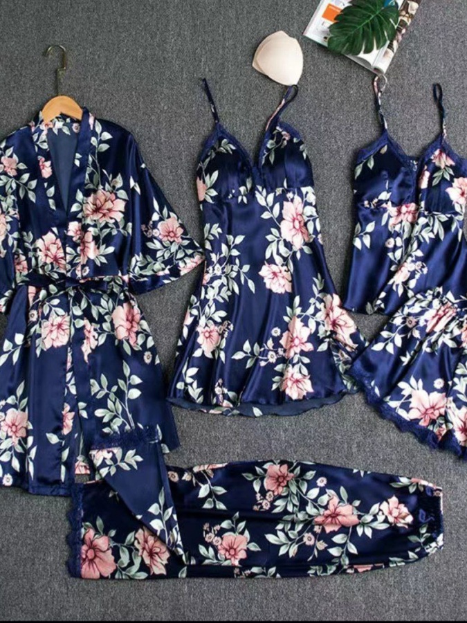 Ayollar uchun ipak shoyili pijama ART 9574562 XL Moviy