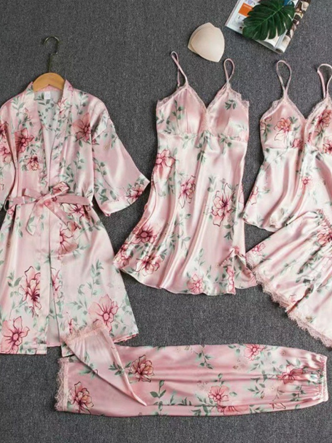Ayollar uchun ipak shoyili pijama ART 9574562 XL pushti