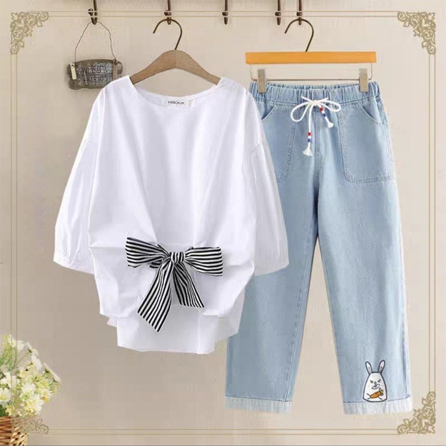 Ayollar uchun yozgi kostyum ART 4357834 2XL beloe goluboe