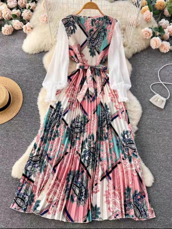 Mayin shifon yengli ayollar ko‘ylagi ART 965210 oq-pushti
