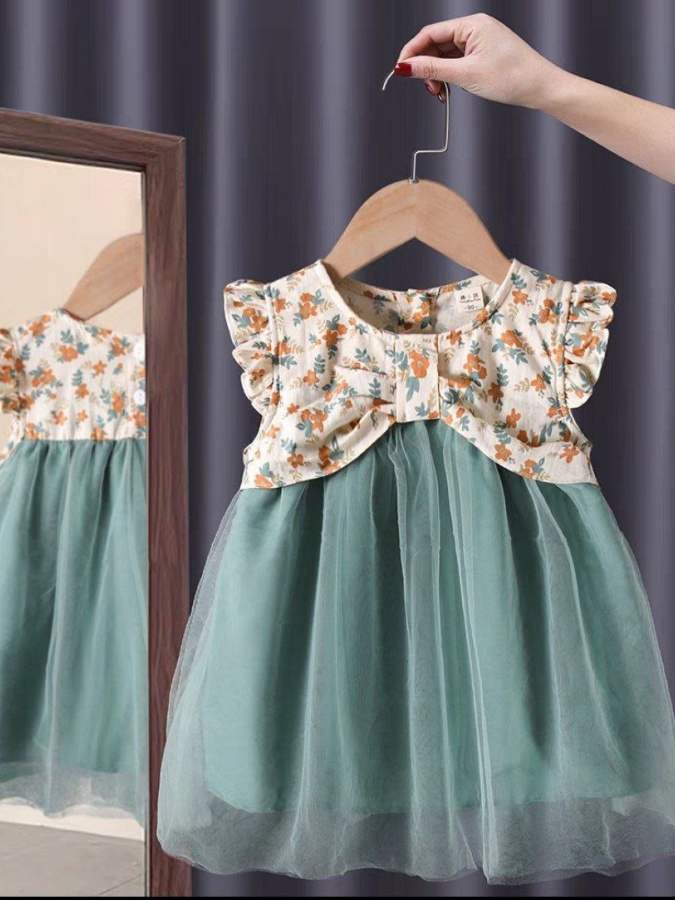 Yozgi kolekssiya uchun qizaloqlar ko‘ylagi ART 45652132 mentol rang 120 sm bolaning bo'yi