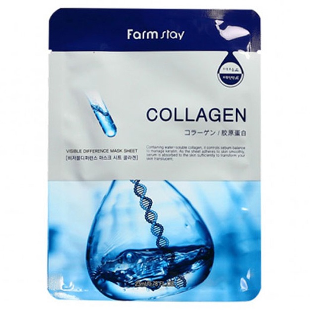 Kollagenli qatlamli yuz niqobi Farm Stay Visible Difference Mask Sheet Collagen, 1 ta