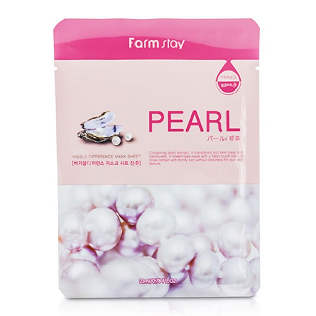 Marvarid ekstrakti bilan yuz uchun choyshab niqobi Farm Stay Visible Difference Mask Sheet Pearl, 1 ta