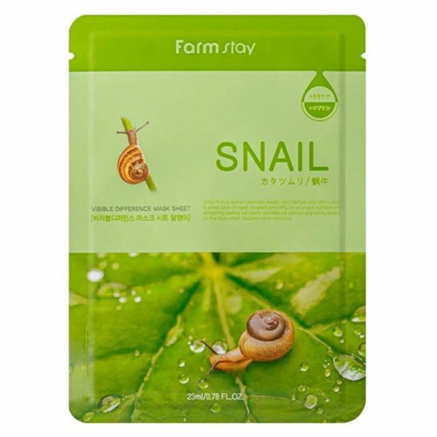 Тканевая маска для лица с муцином улитки Farm Stay Visible Difference Mask Sheet Snail, 1шт (штучно)