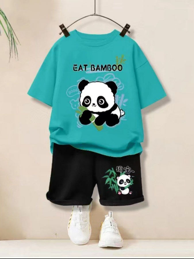 Bolalar uchun Panda suratiki kostyum ART 498548541 mentol rang 130 sm bolaning bo'yi