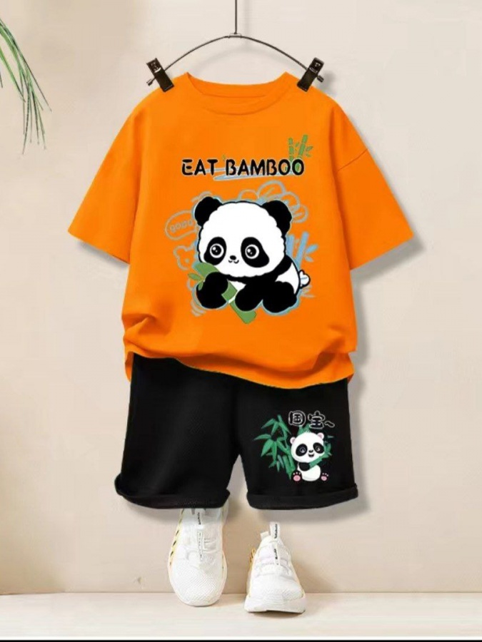 O‘g‘il bolalar uchun kostyumlar Panda surati bilan ART 5986515 olov rang 130 sm bolaning bo'yi