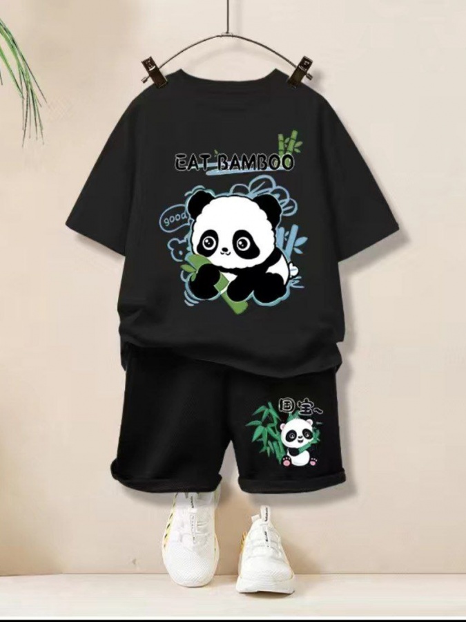 Детская двойка для мальчиков с логотипом Panda АРТ 498548541 Чёрный 140 см рост ребёнка