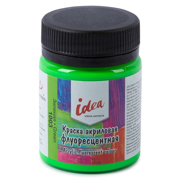 Akril bo‘yoq Vista-Artista idea dekor uchun lyuminestsent IFA-50 50 ml yashil
