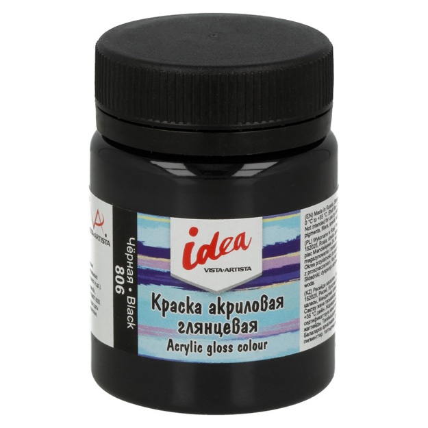 Akril bo‘yoq Vista-Artista idea dekor uchun yaltiroq IGA-50 50 ml Qora