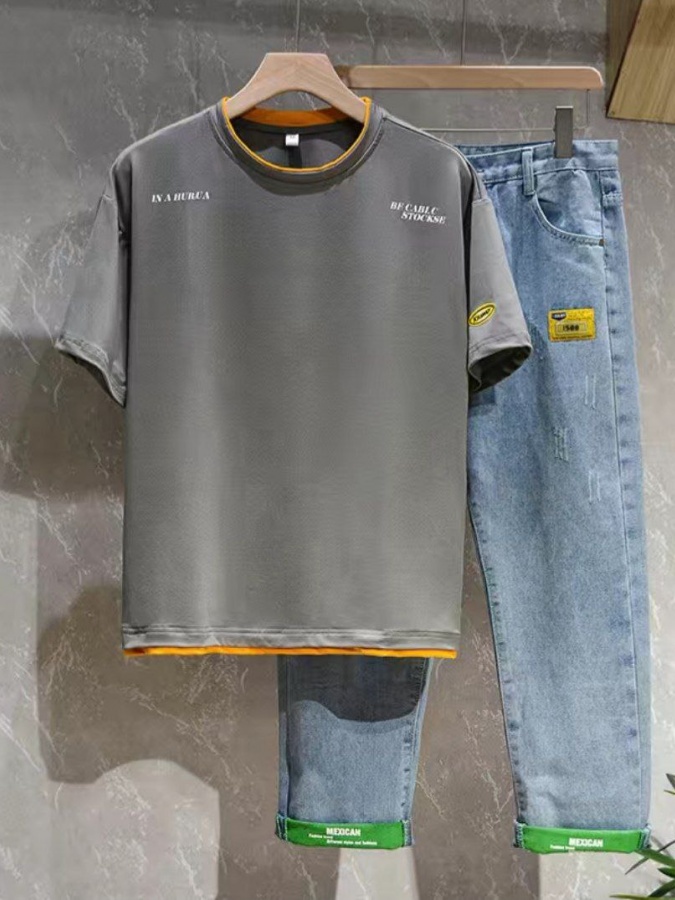 Мужская современная двойка для мужчин АРТ 047485 Серый 3XL