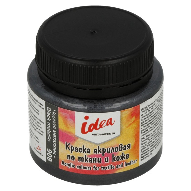 Akril bo‘yoq Vista-Artista idea mato va teriga effektlar bilan bo‘yash ITA-50 50 ml Qora metall