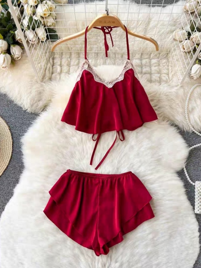 Ayollar uchun ipak shoyili pijama ART 52314 Qizil