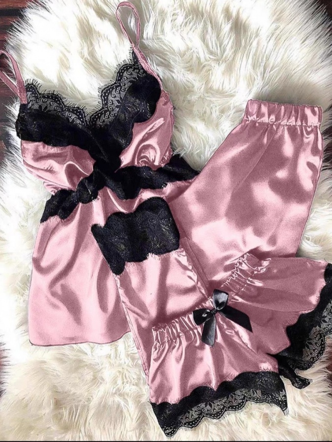 Ayollar uchun ipak shoyili pijama ART 52246 2XL pushti