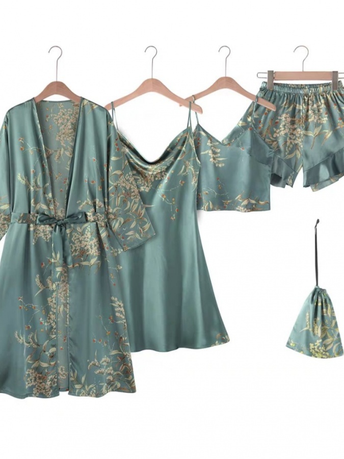 Ayollar uchun ipak shoyili pijama ART 52302 L "sine-zeleniy"