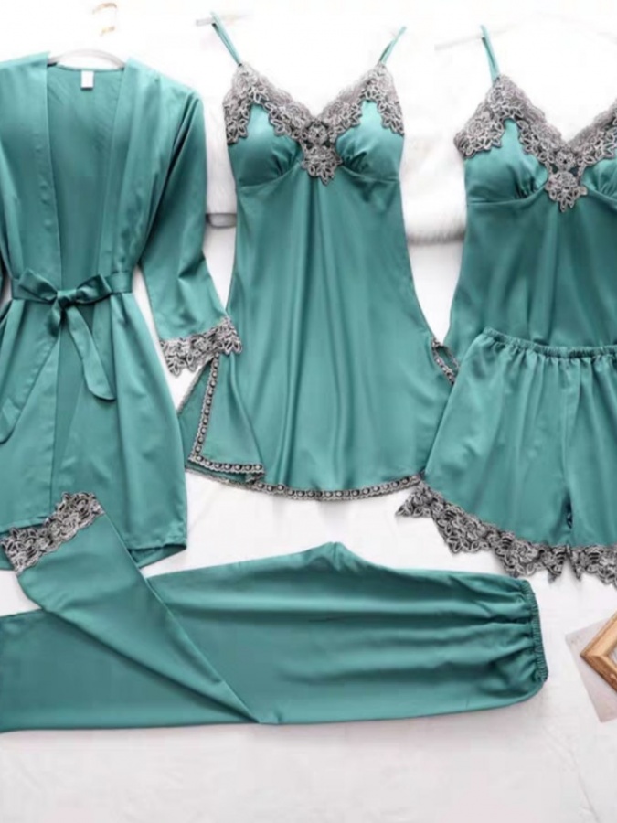 Ayollar uchun ipak shoyili pijama ART 50102 L biryuzoviy