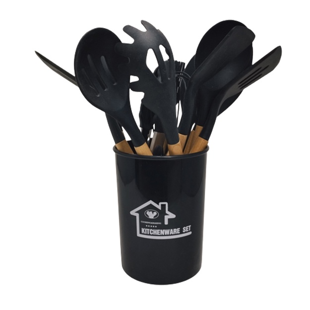 Silikon oshxona anjomlari to‘plami Kitchenware Set 11 dona Qora