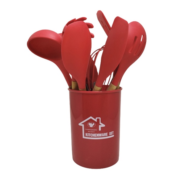 Silikon oshxona anjomlari to‘plami Kitchenware Set 11 dona kizil