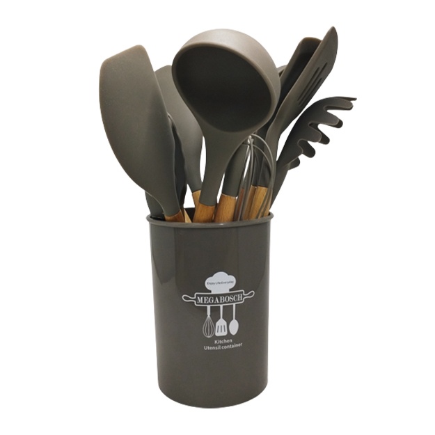 Silikon oshxona anjomlari to‘plami Kitchenware Set 11 dona jigarrang
