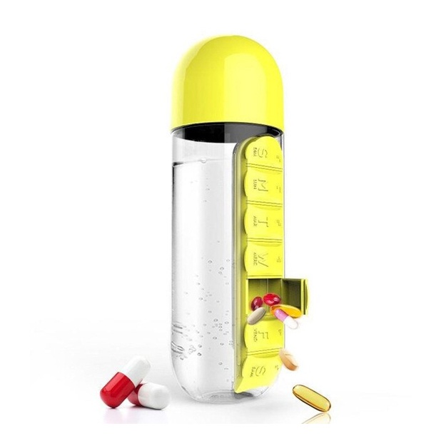 Suv shishasida tabletkalar uchun joy Pill & Vitamin Sariq