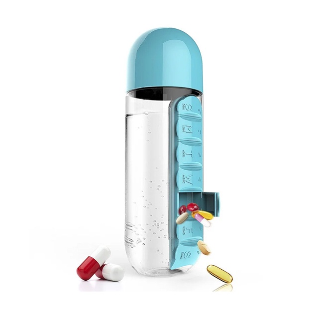 Suv shishasida tabletkalar uchun joy Pill & Vitamin Moviy