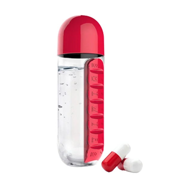 Suv shishasida tabletkalar uchun joy Pill & Vitamin Qizil