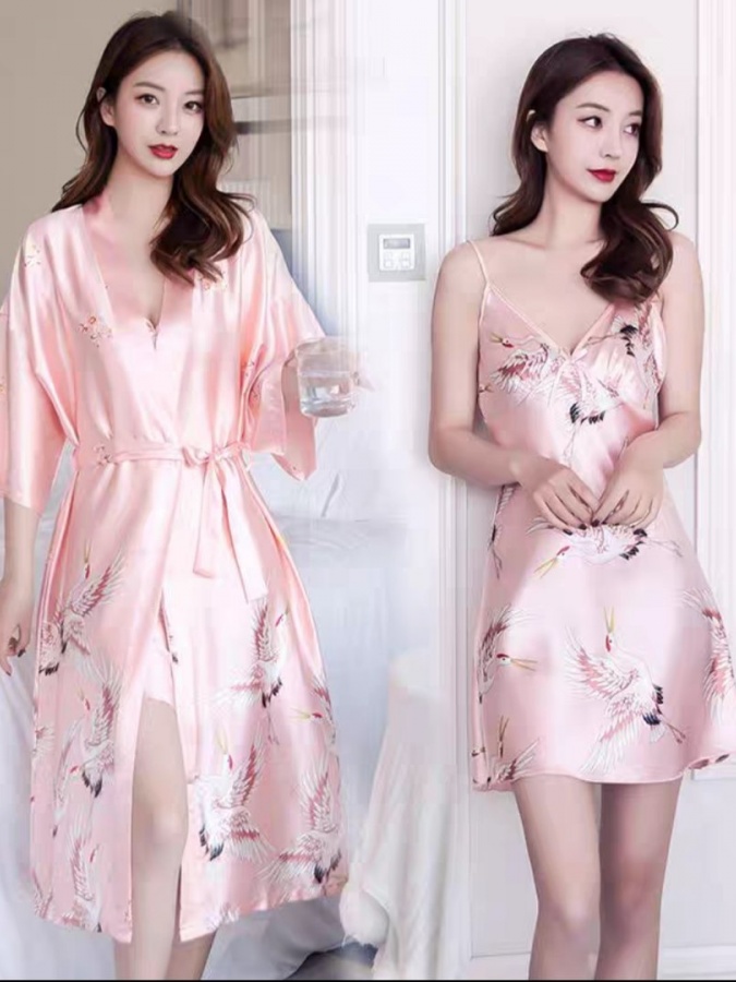 Ayollar uchun ipak shoyili pijama ART 72333 XL pushti