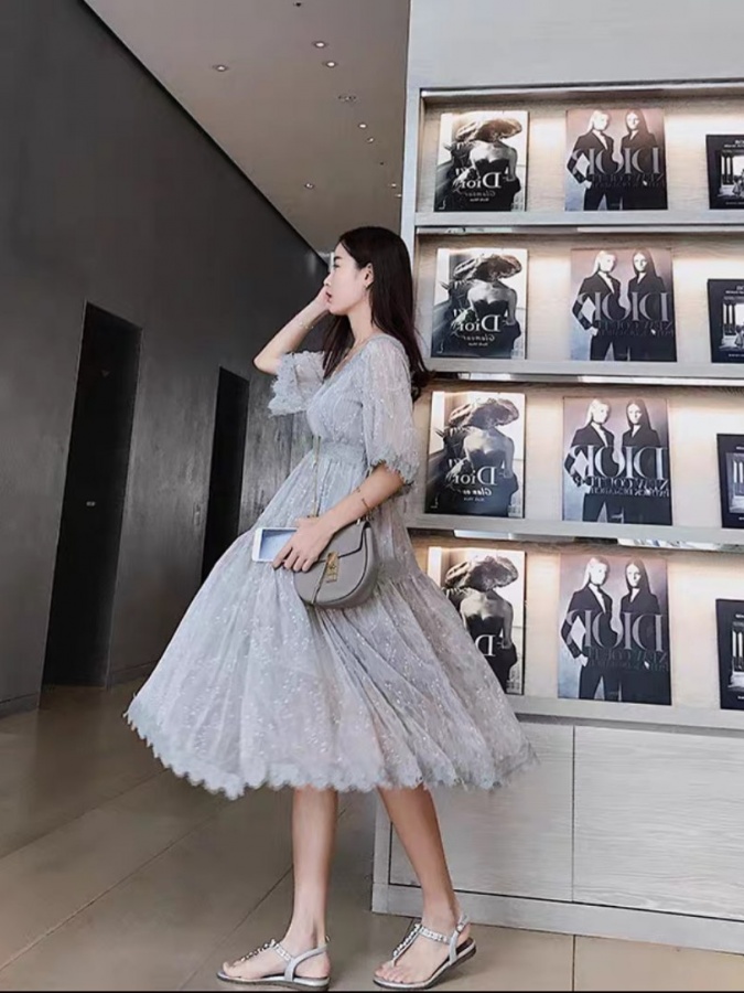 Keng yengli ayollar ko‘ylagi ART 215684 Kulrang 4XL