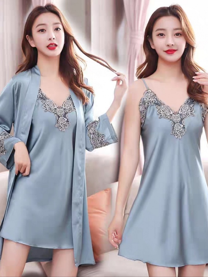 Ayollar uchun ipak shoyili pijama ART 72340 XXL "golubovatiy"