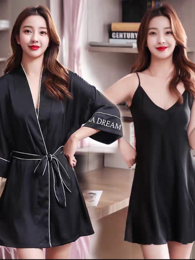 Ayollar uchun ipak shoyili pijama ART 70047 XL qora