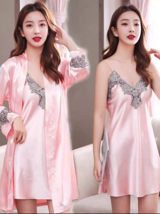 Ayollar uchun ipak shoyili pijama ART 72340 M pushti