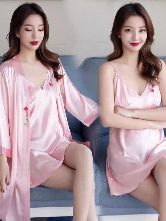 Ayollar uchun ipak shoyili pijama ART 70009 XXL pushti