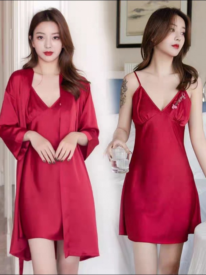 Ayollar uchun ipak shoyili pijama ART 70009 XL Qizil